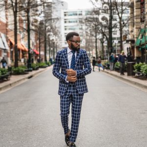 Vitale Barberis – Navy blue with with plaid 2-piece suit